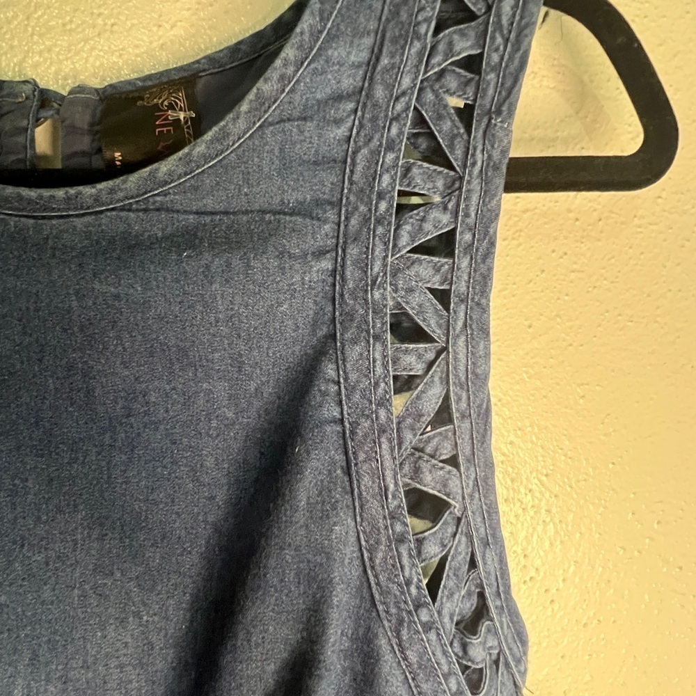 Free People (New Romantics) sleeveless denim dress. Sz 8. NWOT. - Picture 6 of 10